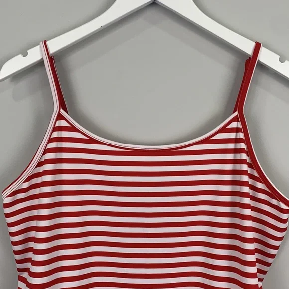 Lane Bryant Red White Striped Spaghetti Strap Tank Top w Adjustable Strap - Picture 2 of 6